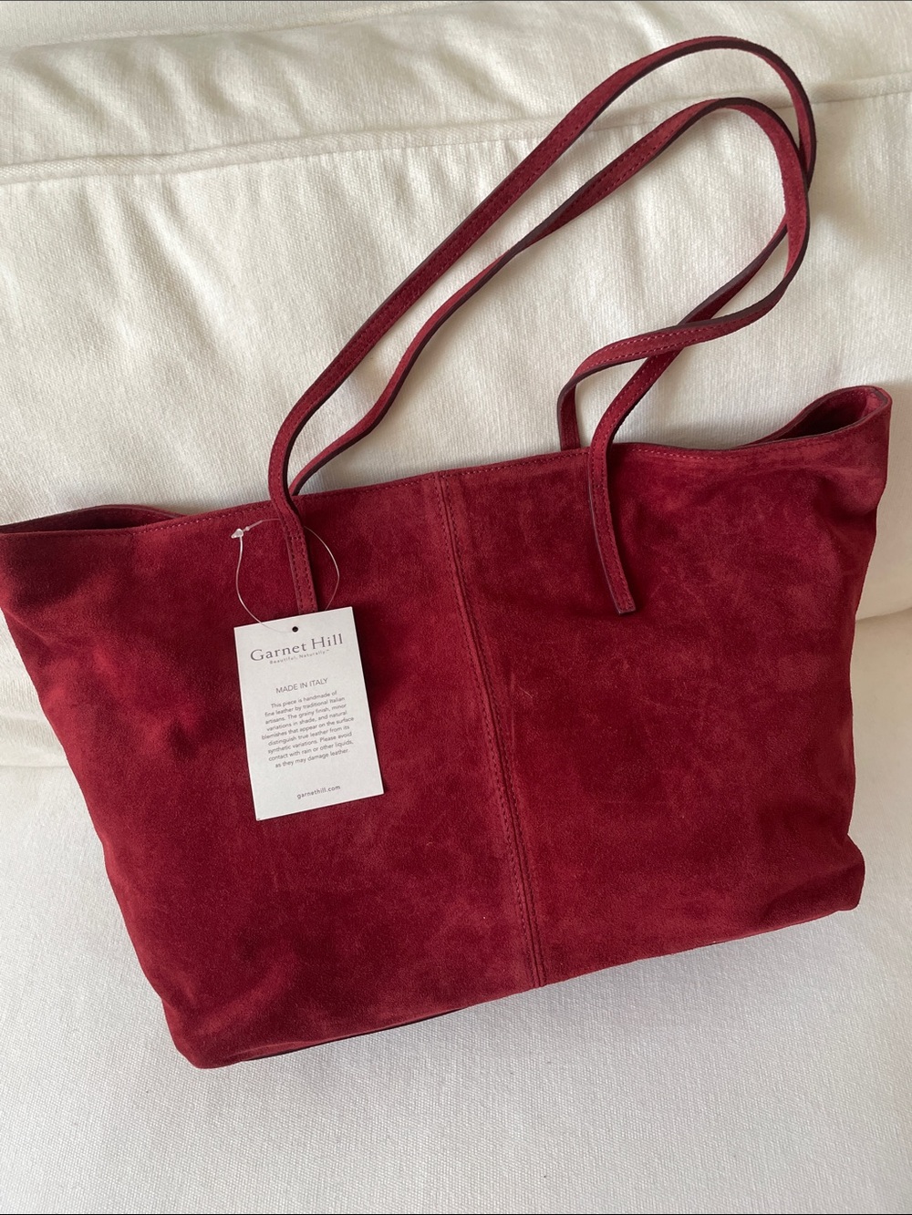 Garnet Hill Suede Tote in Garnet Red